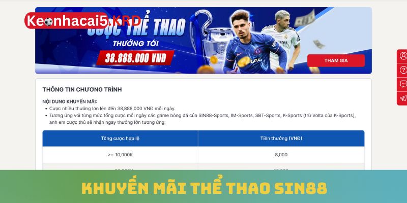 Khuyến mãi thể thao Sin88